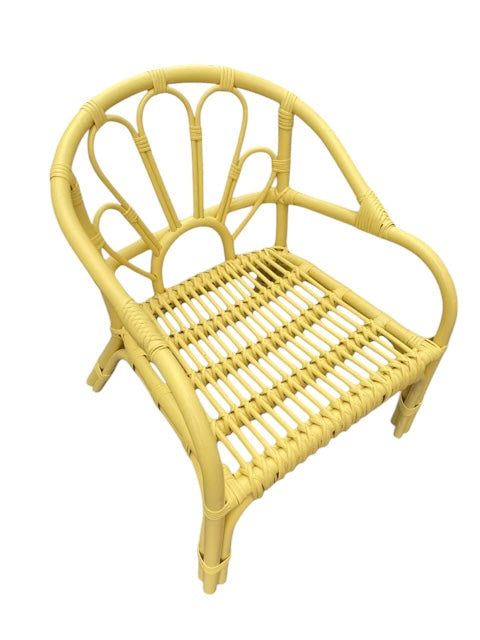 Kids Yellow Flower Rattan Chair