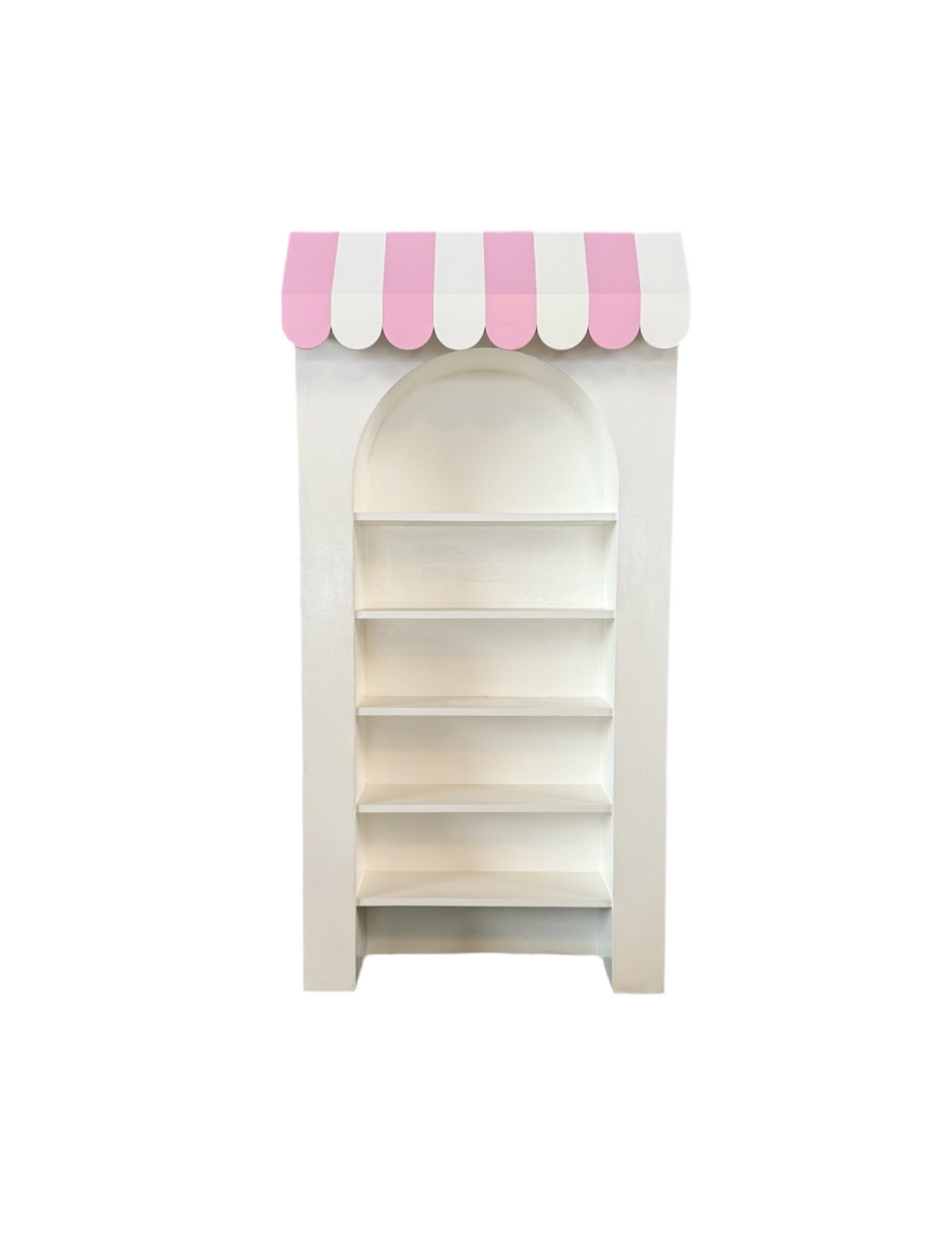 3D Light Pink & White Awning White Arch With Shelves