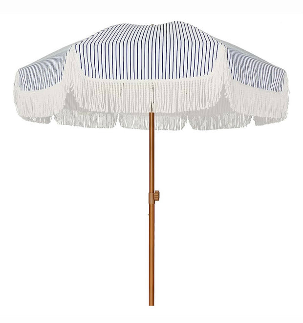 Blue & White Umbrella With White Base
