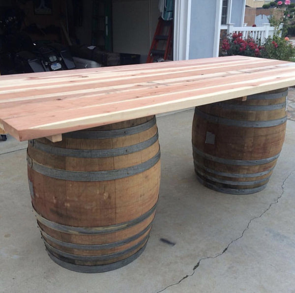 #200 - Rustic Wine barrel-plank wood rustic barn wood bar