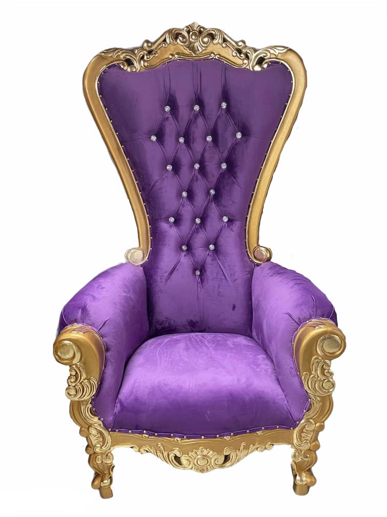 Adult Purple/Gold Royal Throne Chair