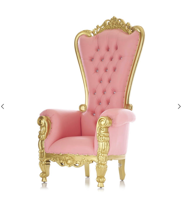 Adult Light Pink/Gold Royal Throne Chair