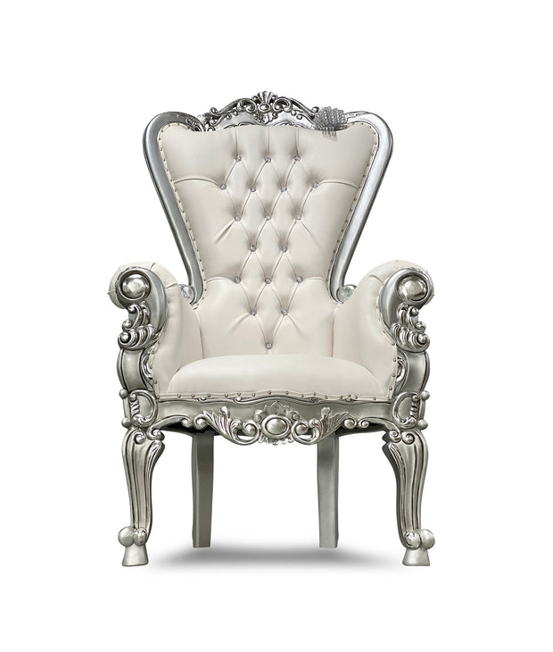 Adult White/Silver Royal Throne Chair