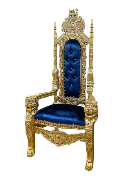 Adult Raja Royal Blue /Gold Royal Throne Chair