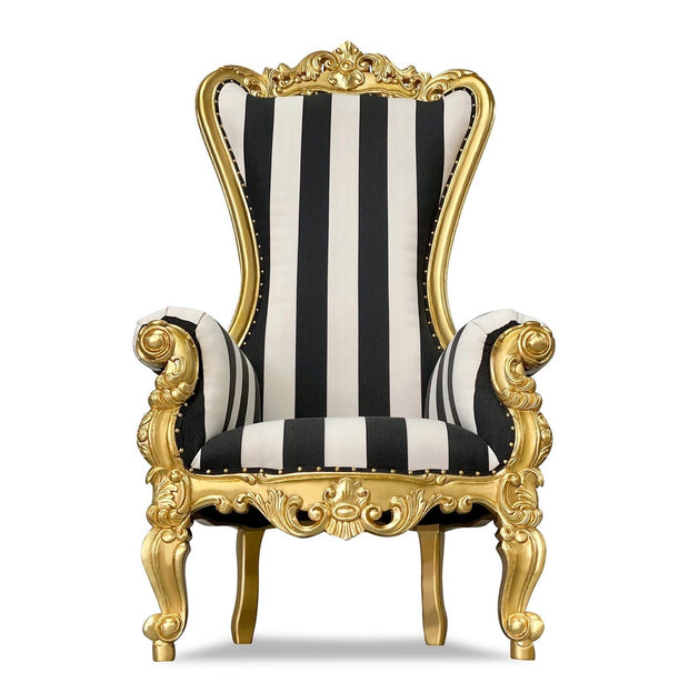 Adult Black & White Striped/Gold Royal Throne Chair