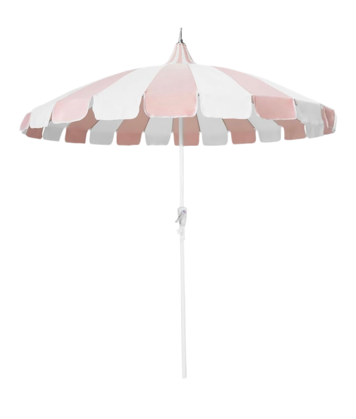 Large Pink & White Umbrella With Base