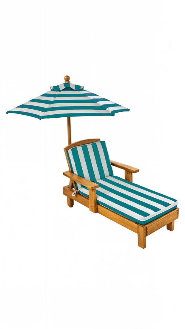 Kids Teal & White Striped Chaise Lounge