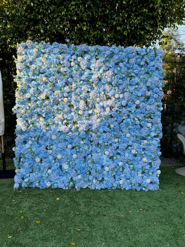 Blue Silk Flower Wall