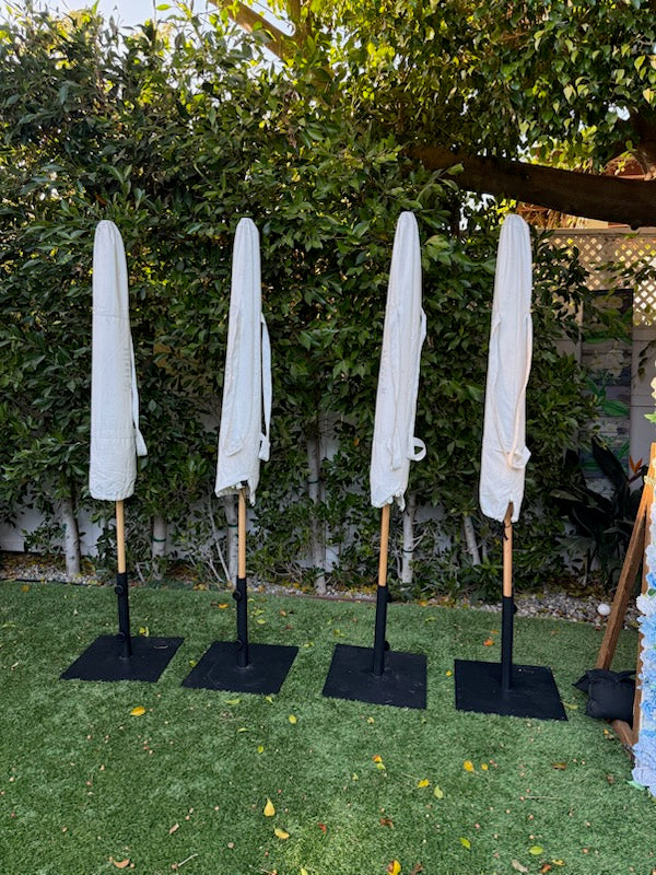 All White Umbrella With Base