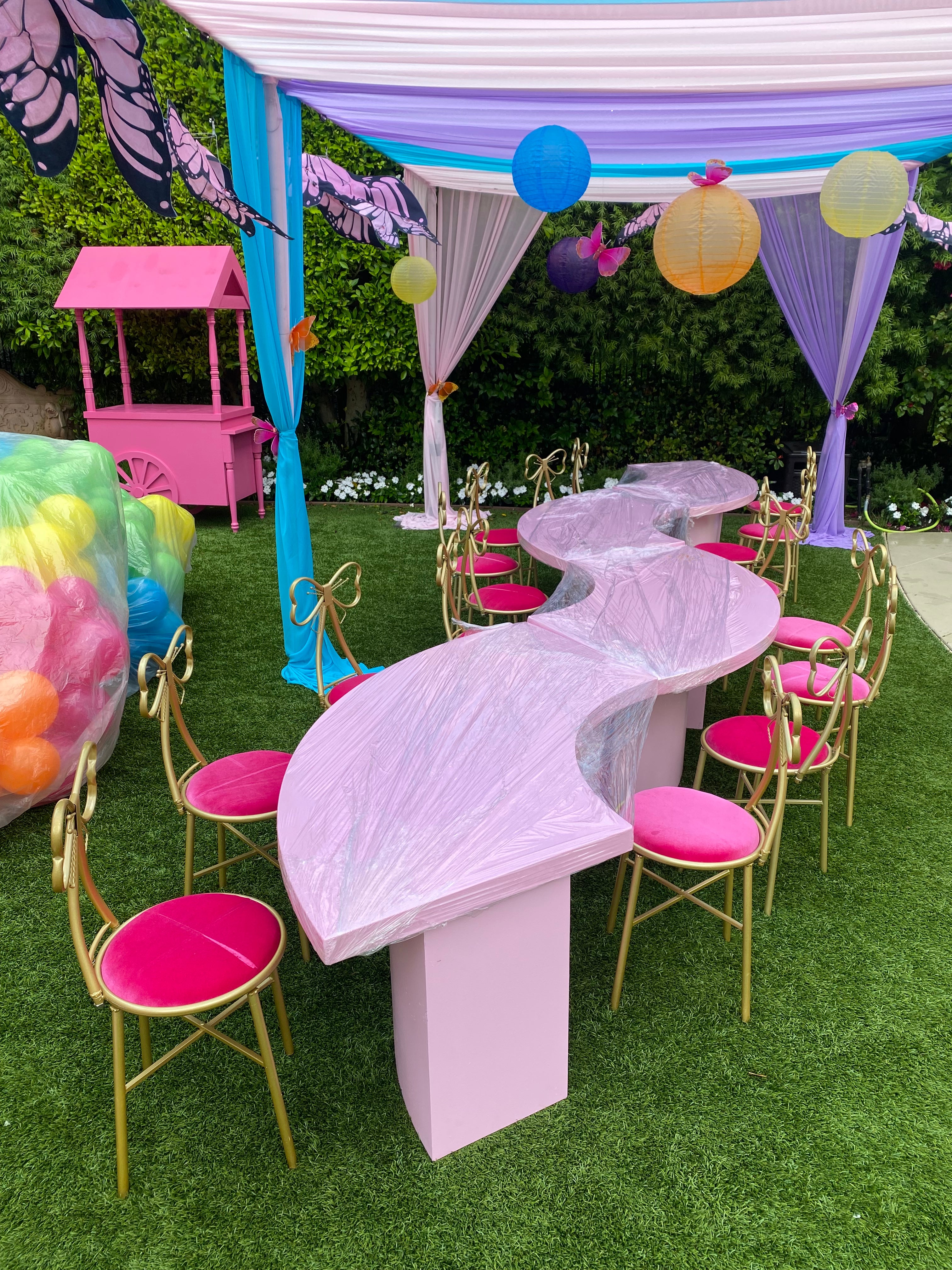 Kids Hot Pink Metal Bow Chair