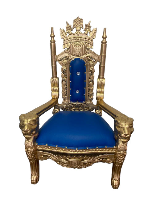 Kids Raja Royal Blue/Gold Royal Throne Chair