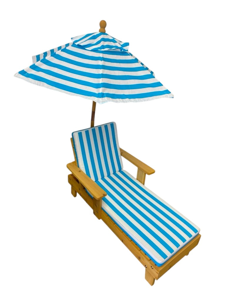 Kids Teal & White Striped Chaise Lounge