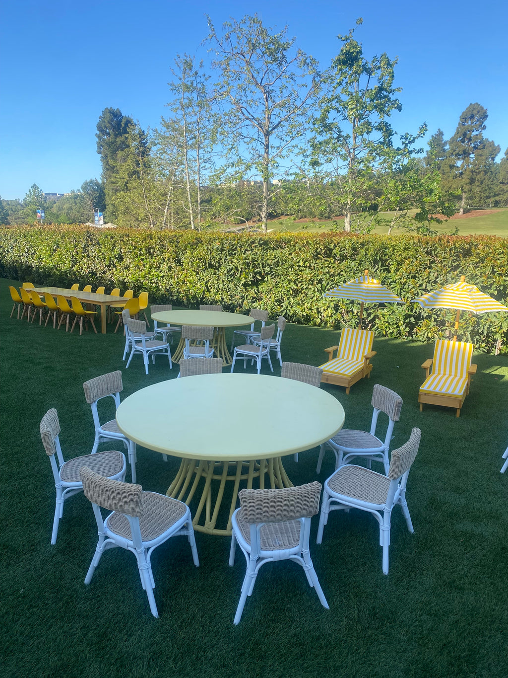 Kids Yellow & White Striped Chaise Lounge