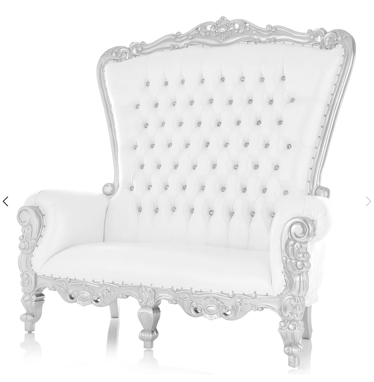 Adult Double White/Silver Royal Throne Sofa