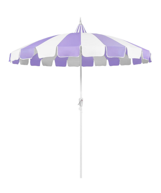 Large Lavender & White Umbrella With Base