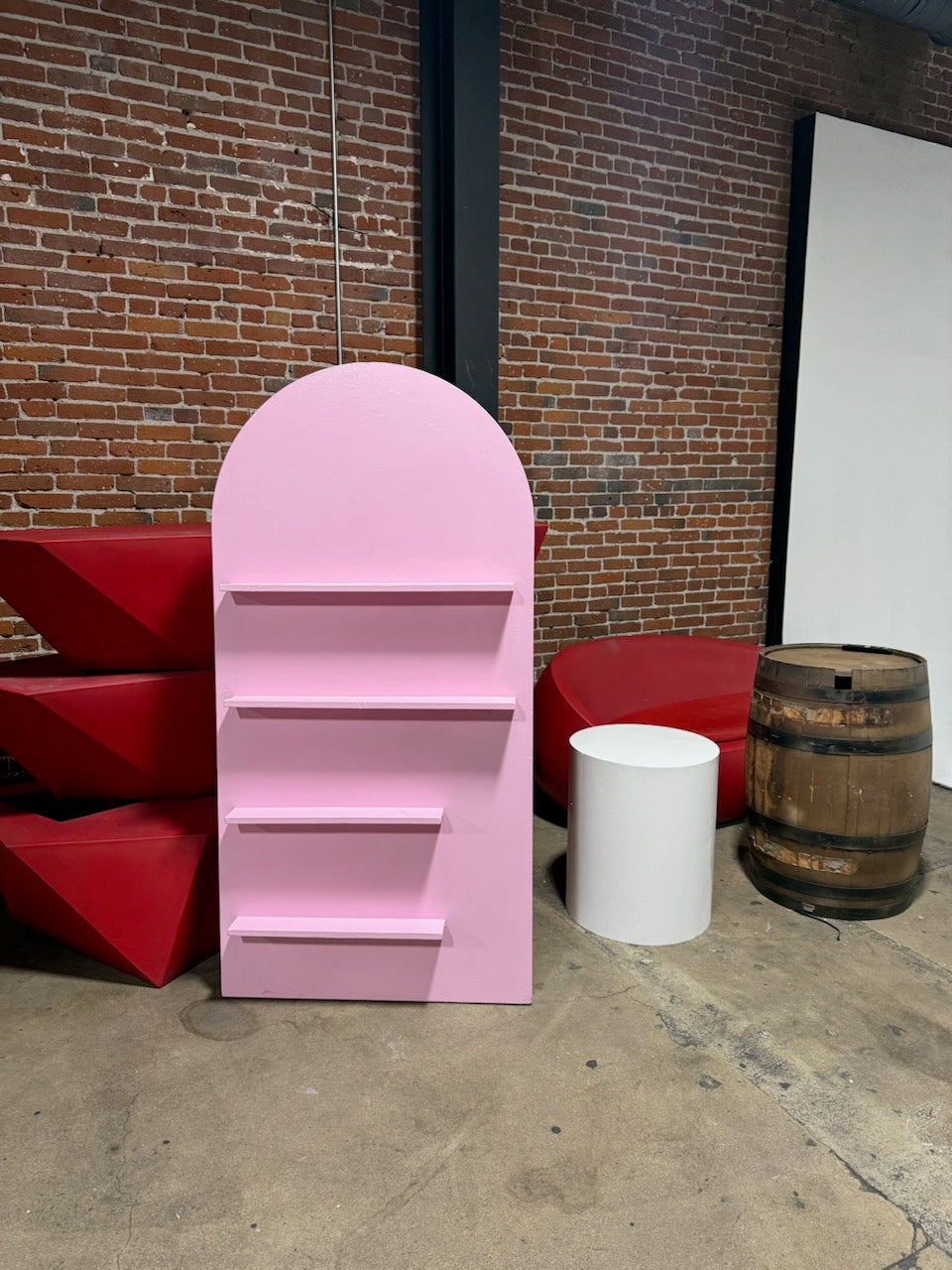 Light Pink Arch Shelf Display Wall