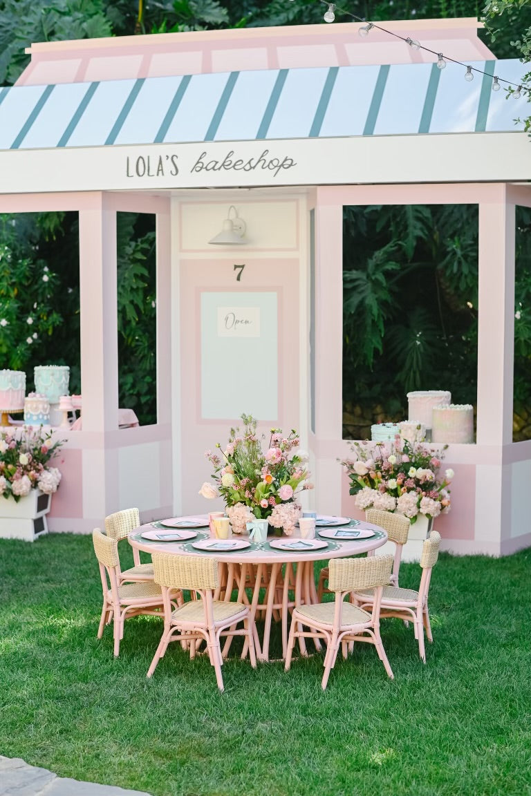 Kids Light Pink Bamboo Rattan Chair