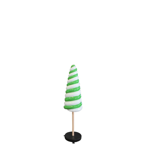 Green & White Twister Cone Lollipop