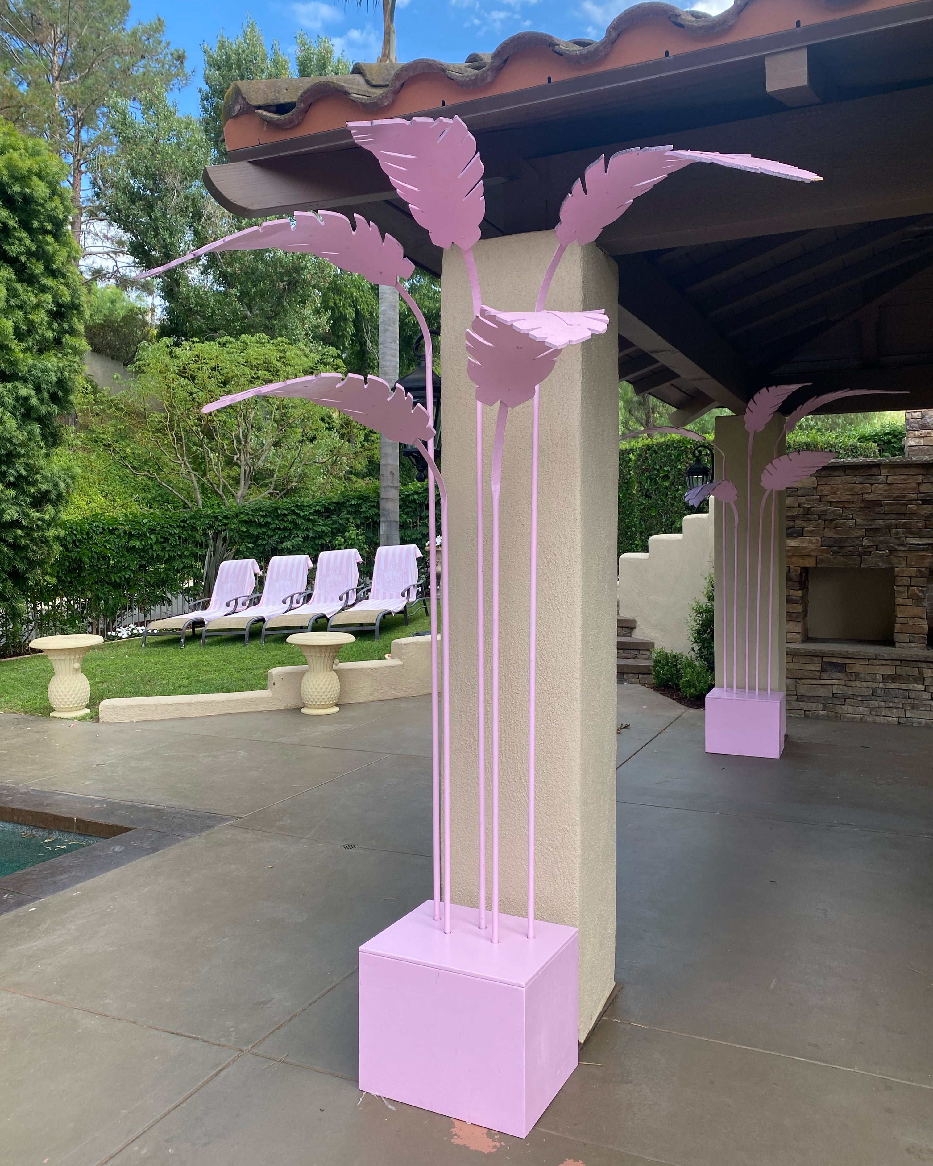 10 Foot Light Pink Palm Leaves