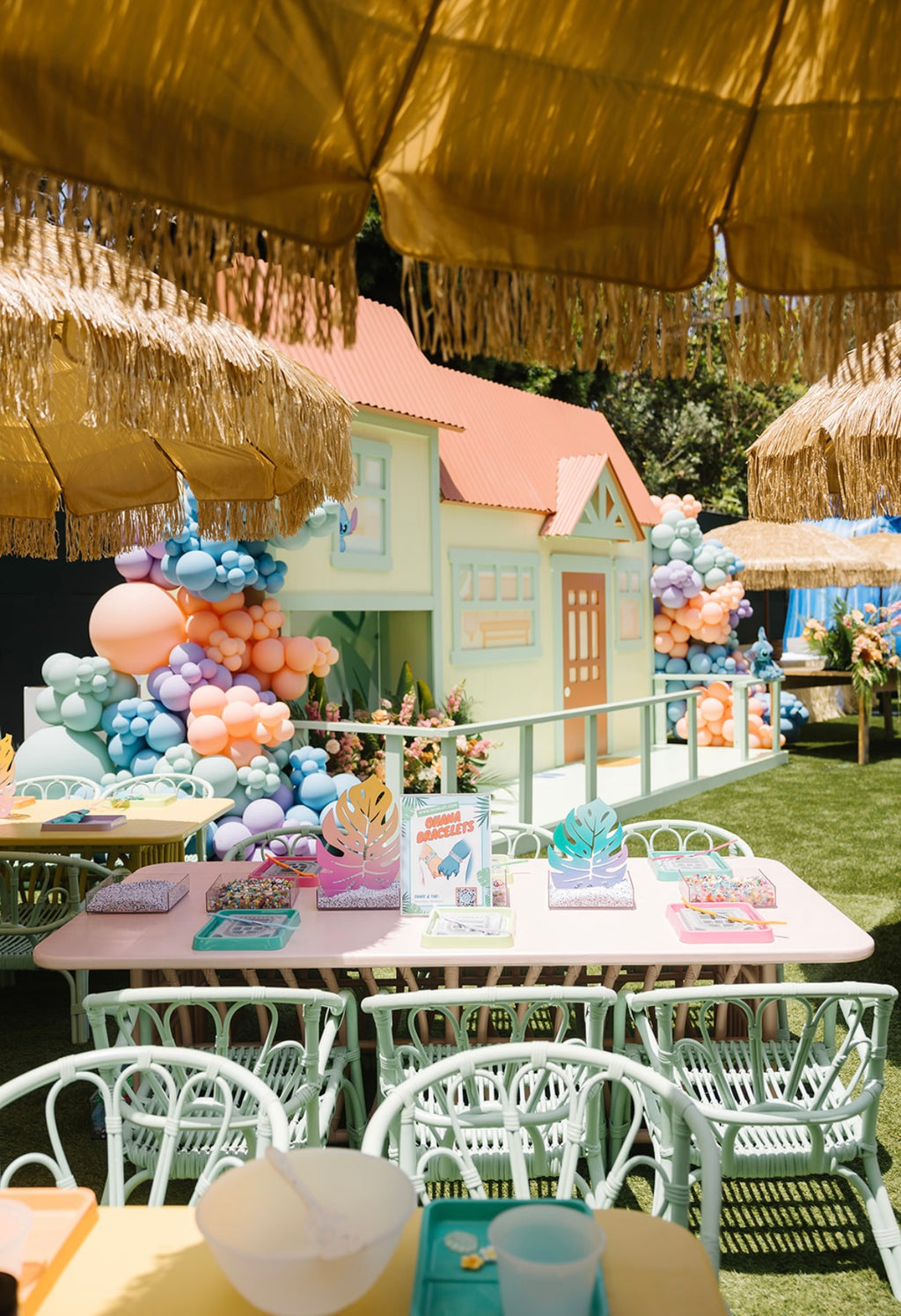 Kids Teal Flower Rattan Chair