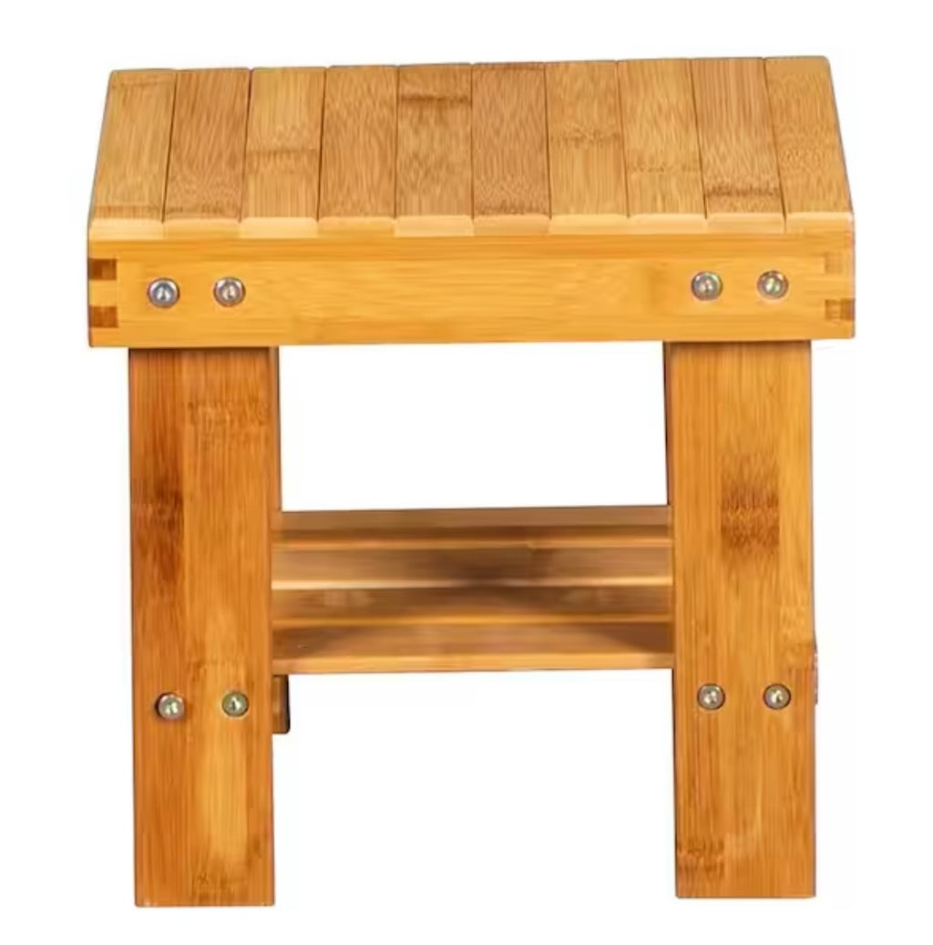 Kids Brown Wood Square Bench