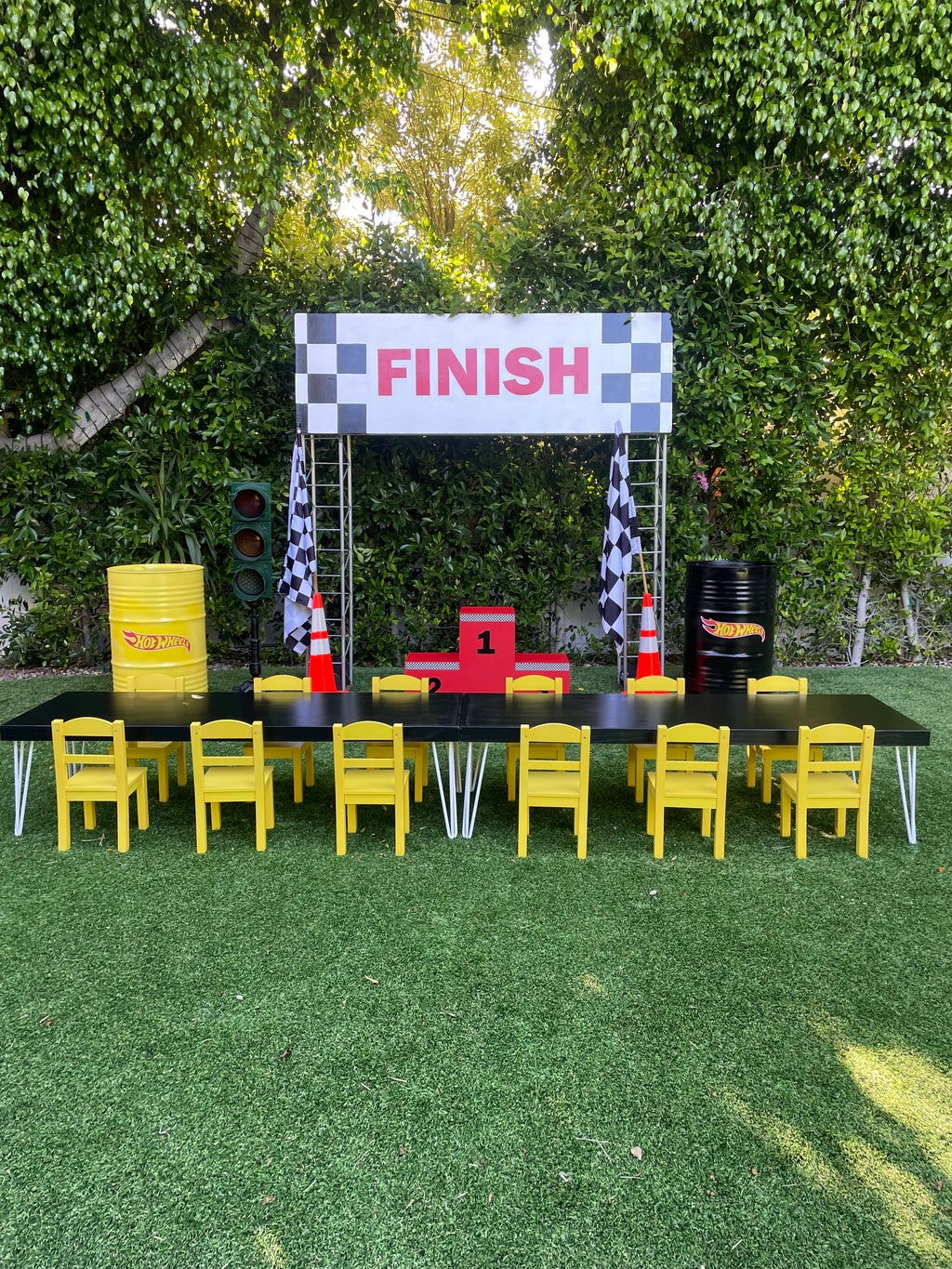 Kids Modern Black Table With White Metal Legs