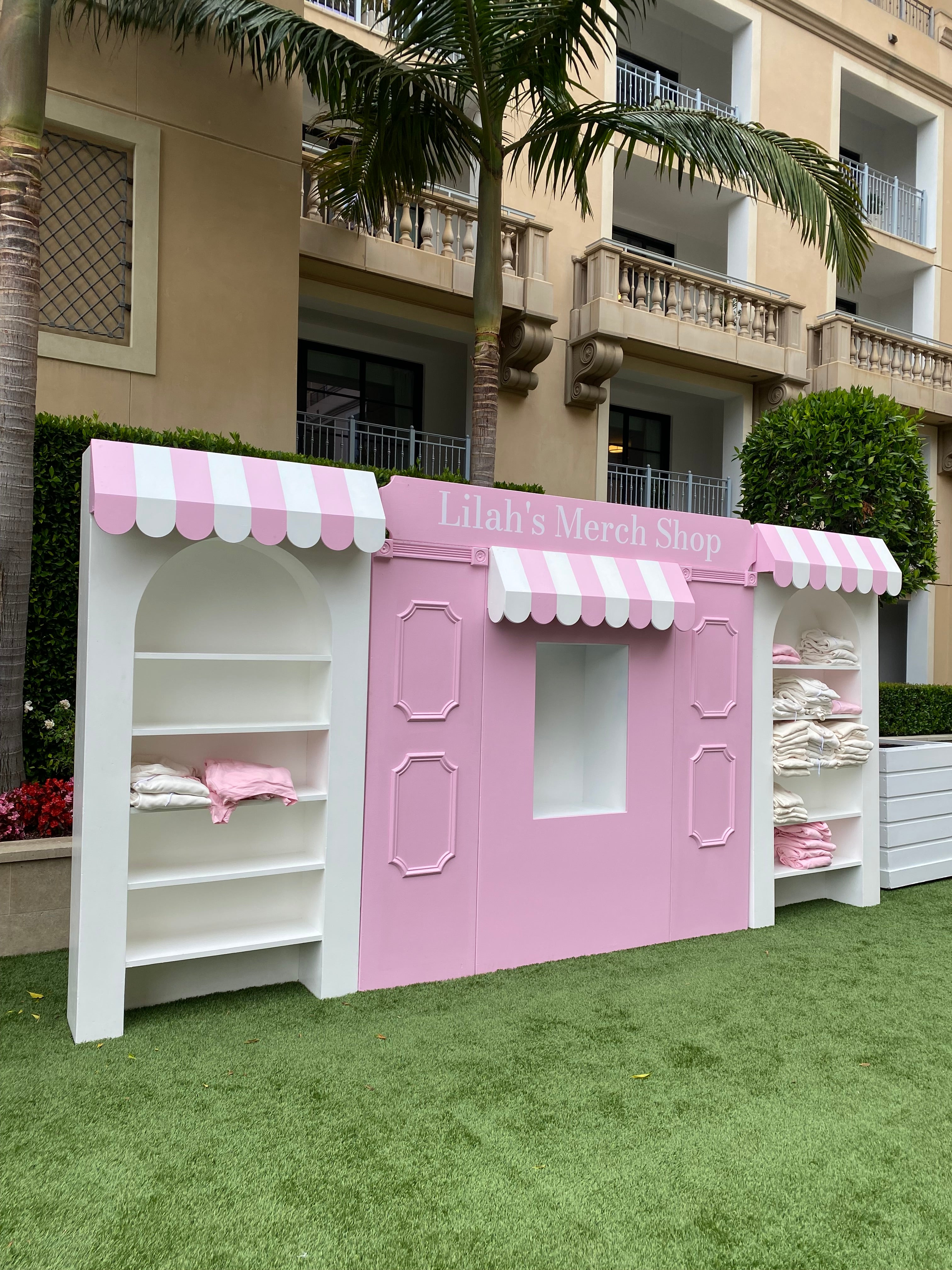 3D Light Pink & White Awning White Arch With Shelves