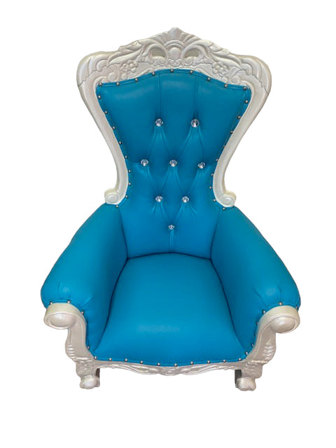 Kids Teal/White Royal Throne Chair