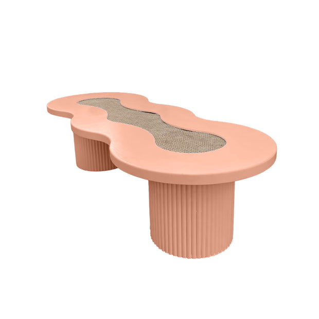 Kids Peach Rattan Wavy Table
