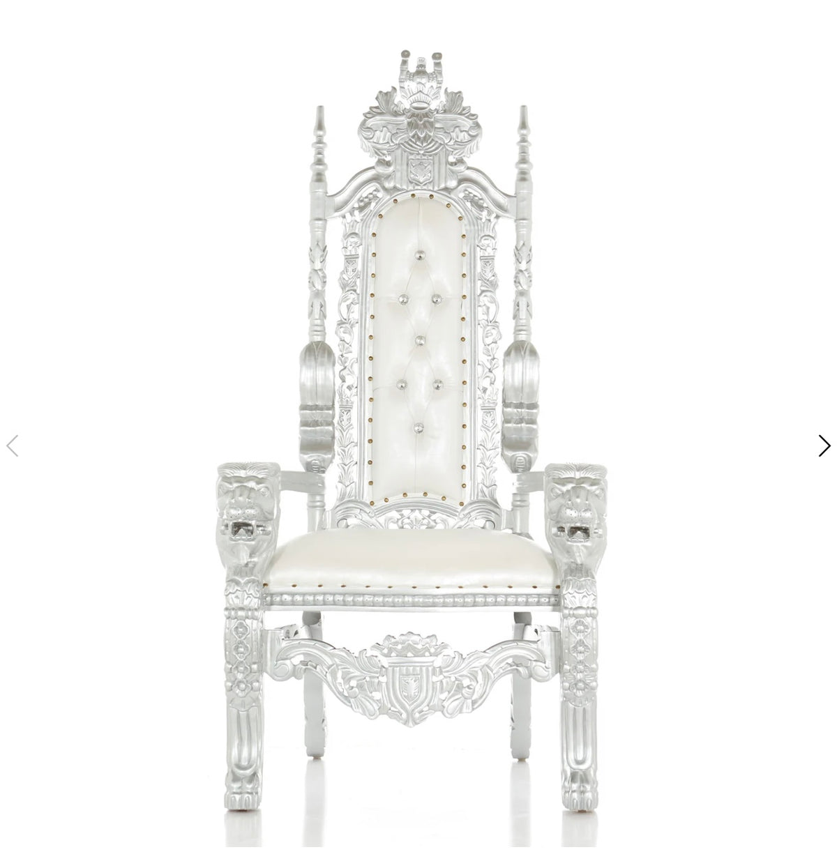 Adult Raja White/Silver Royal Throne Chair