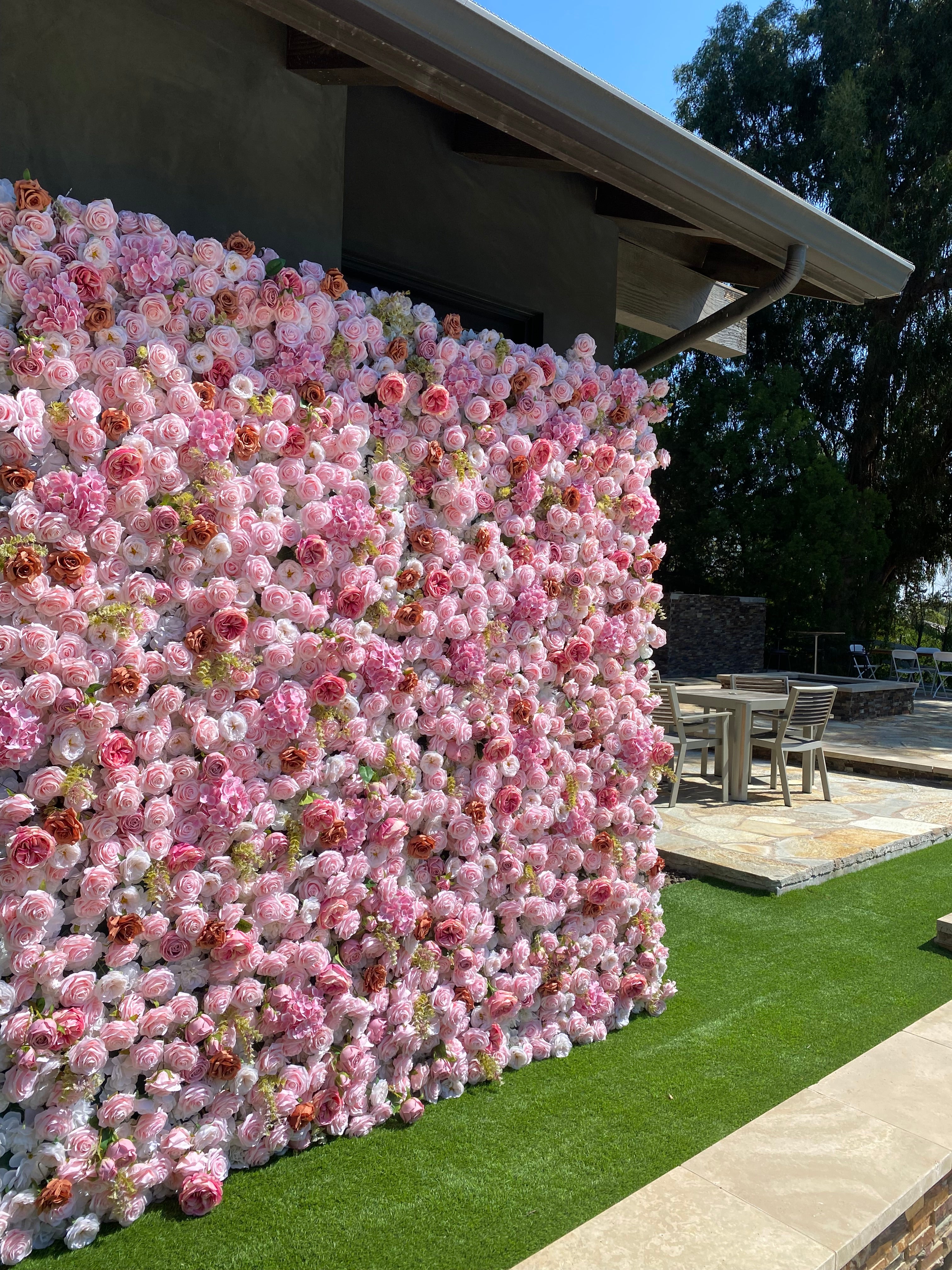 Pink Silk Flower Wall
