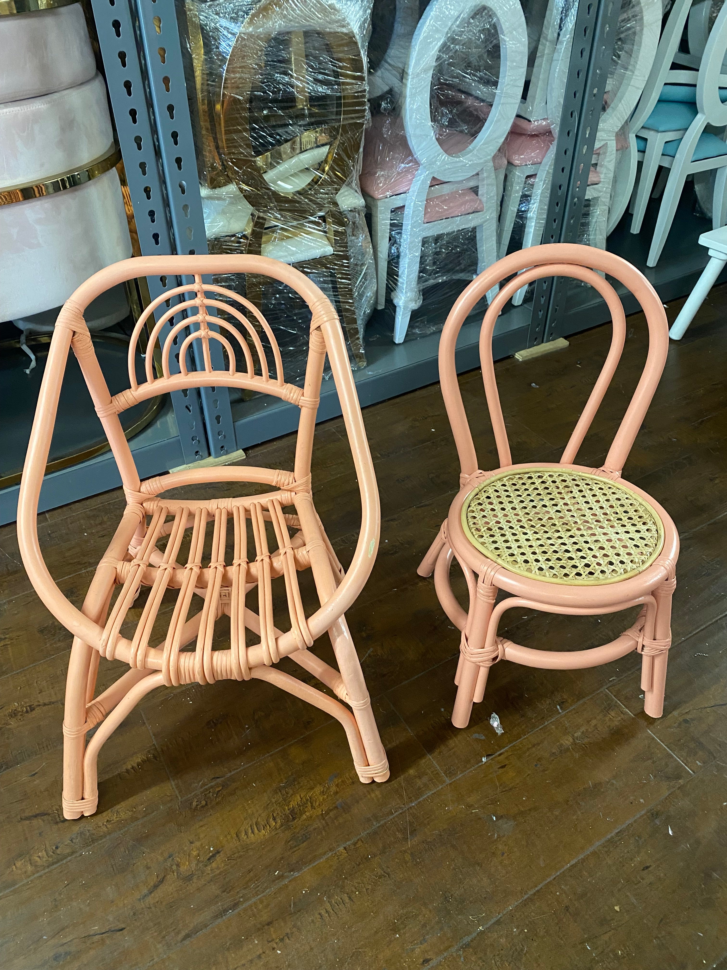 Kids Peach Rattan Chair