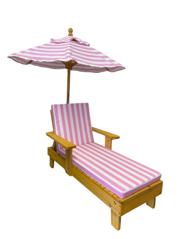 Kids Light Pink & White Striped Chaise Lounge