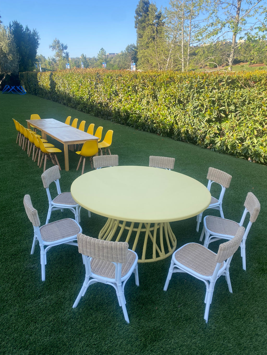 Kids Yellow Rattan Round Table