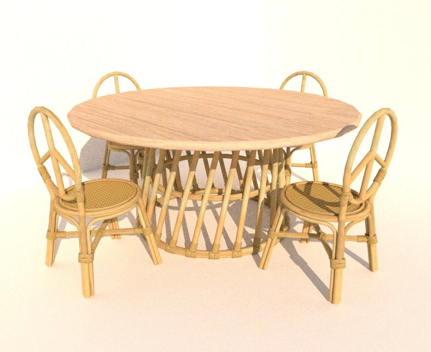 Kids Natural Rattan Round Table