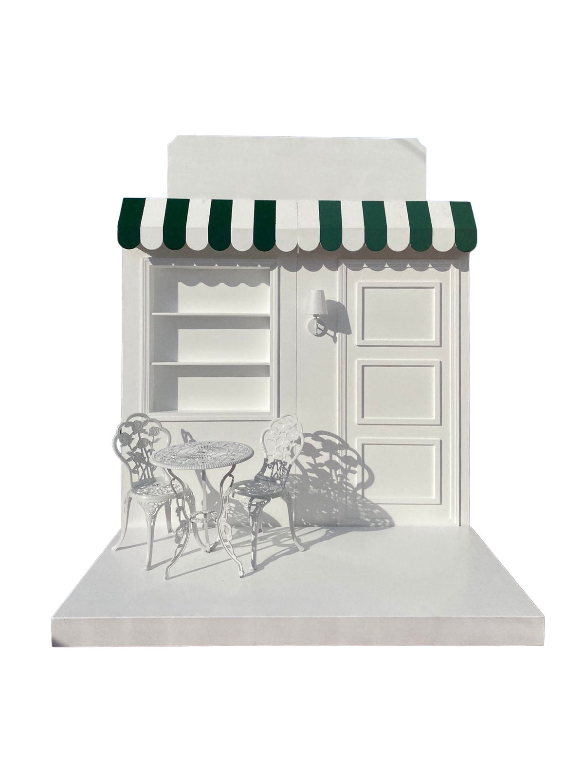Two Panel White Store Front With Custom Signage & Interchangeable Color Awning Package