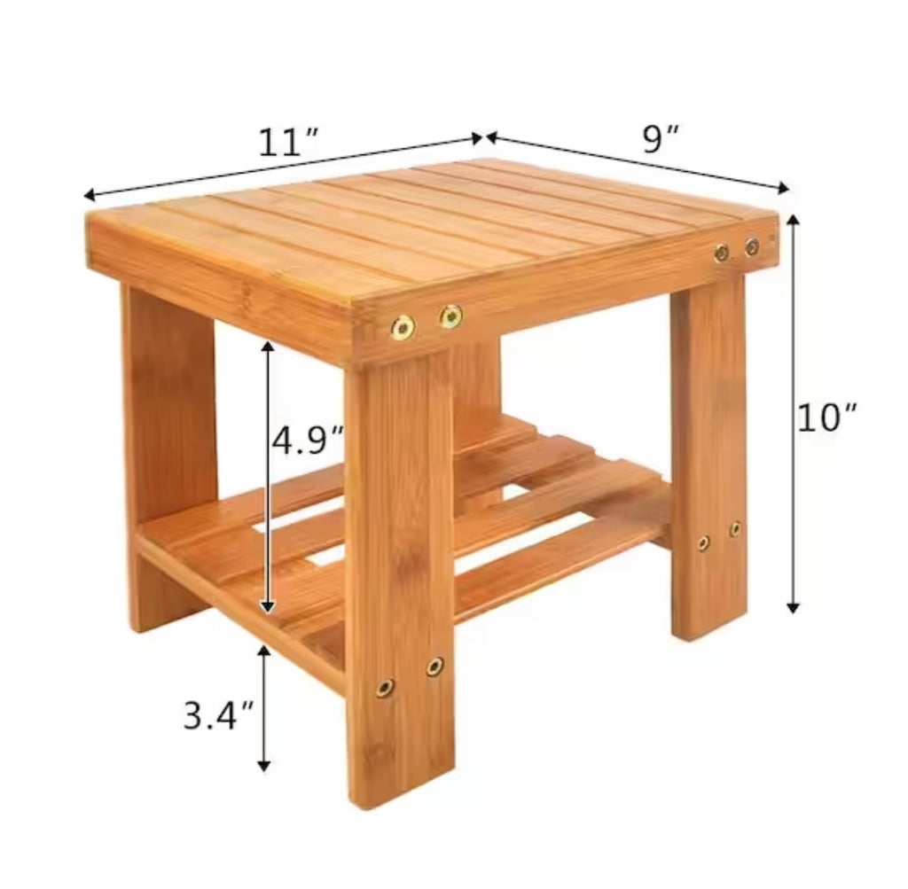 Kids Brown Wood Square Bench