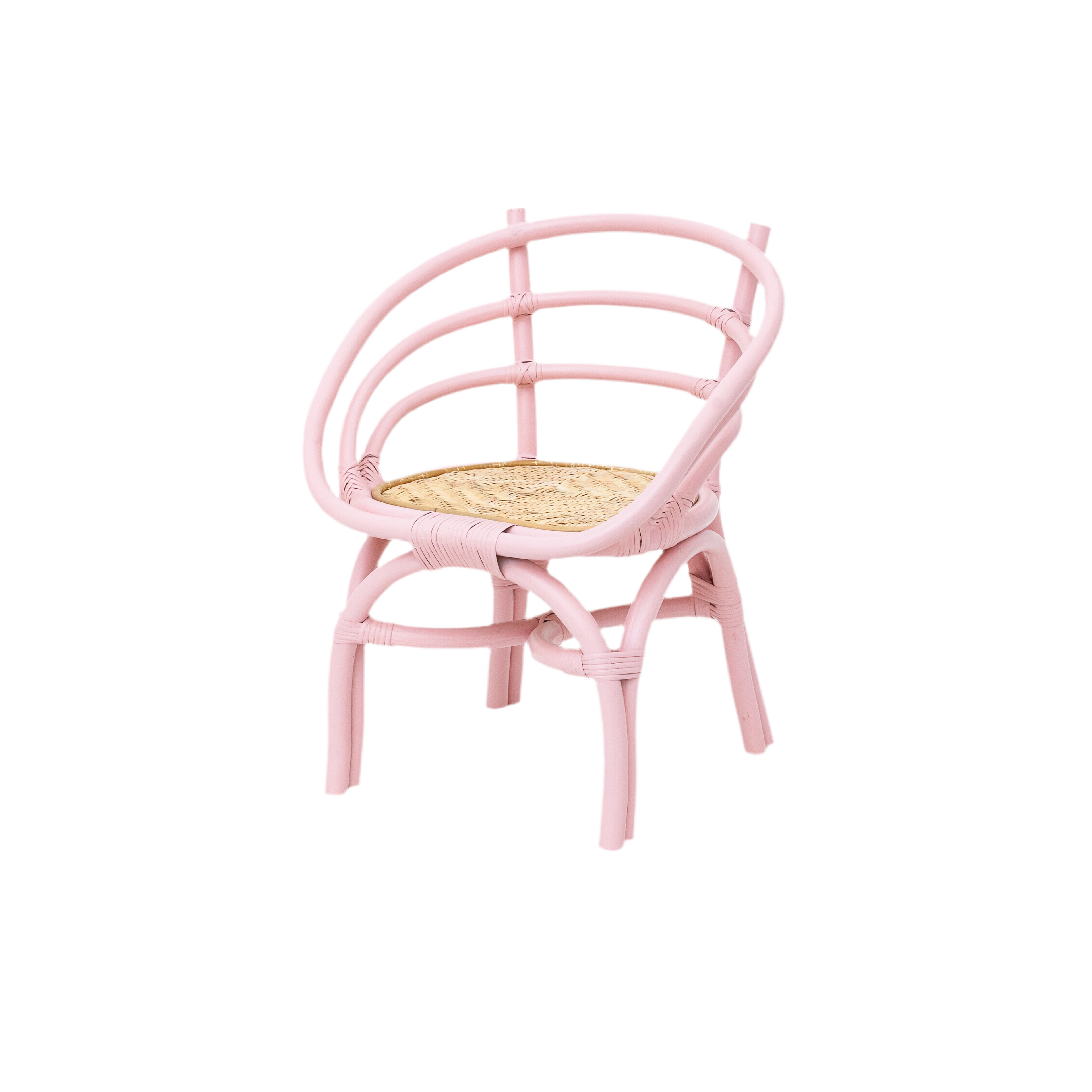 Kids Light Pink Round Rattan Chair