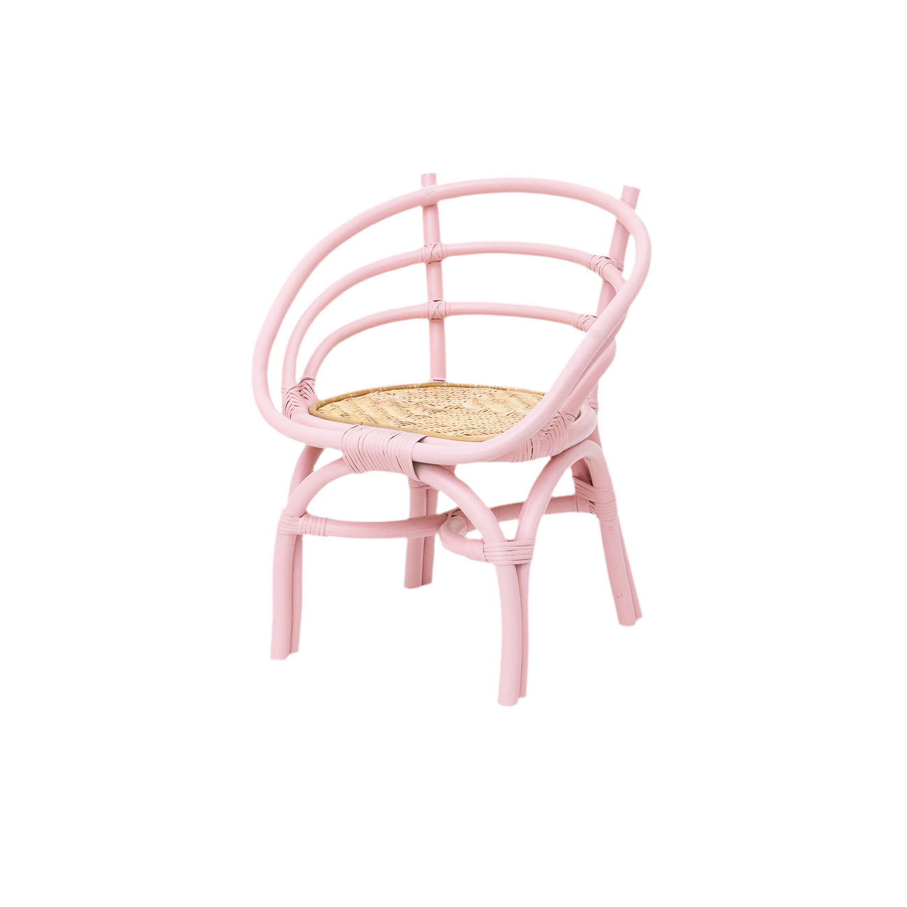 Kids Light Pink Round Rattan Chair