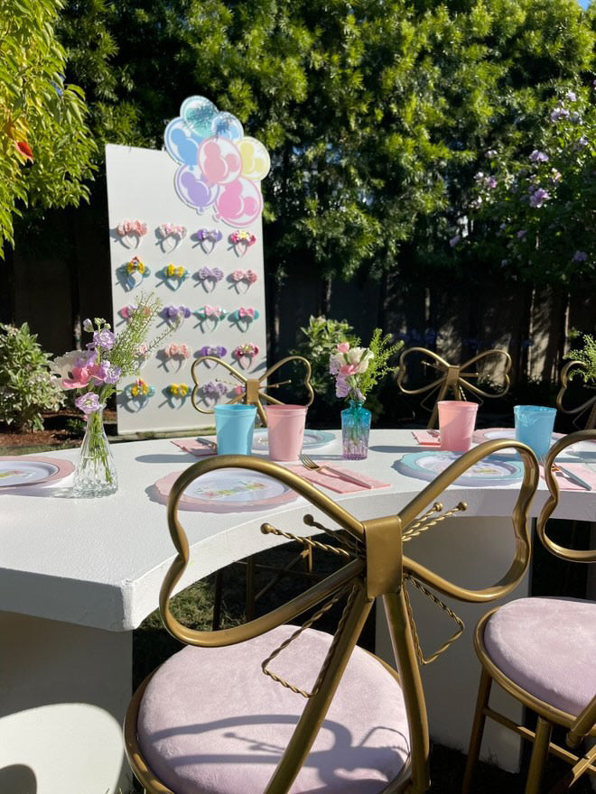 Kids Light Pink Metal Bow Chair