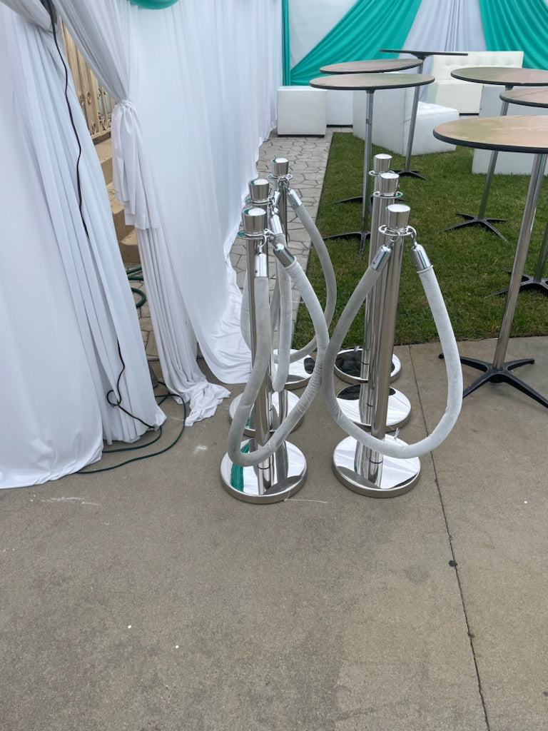 Silver Stanchions w/ White Ropes