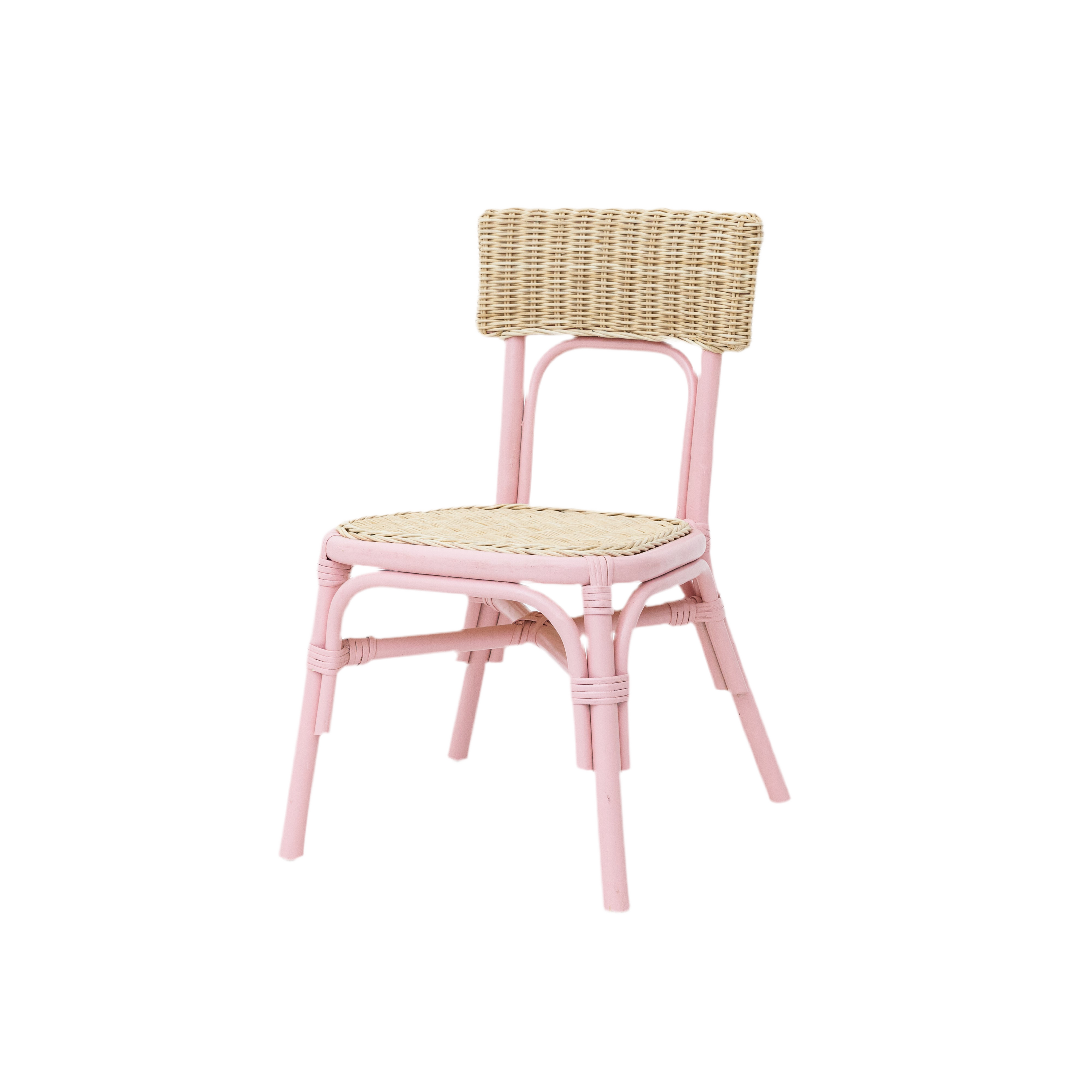 Kids Light Pink Bamboo Rattan Chair