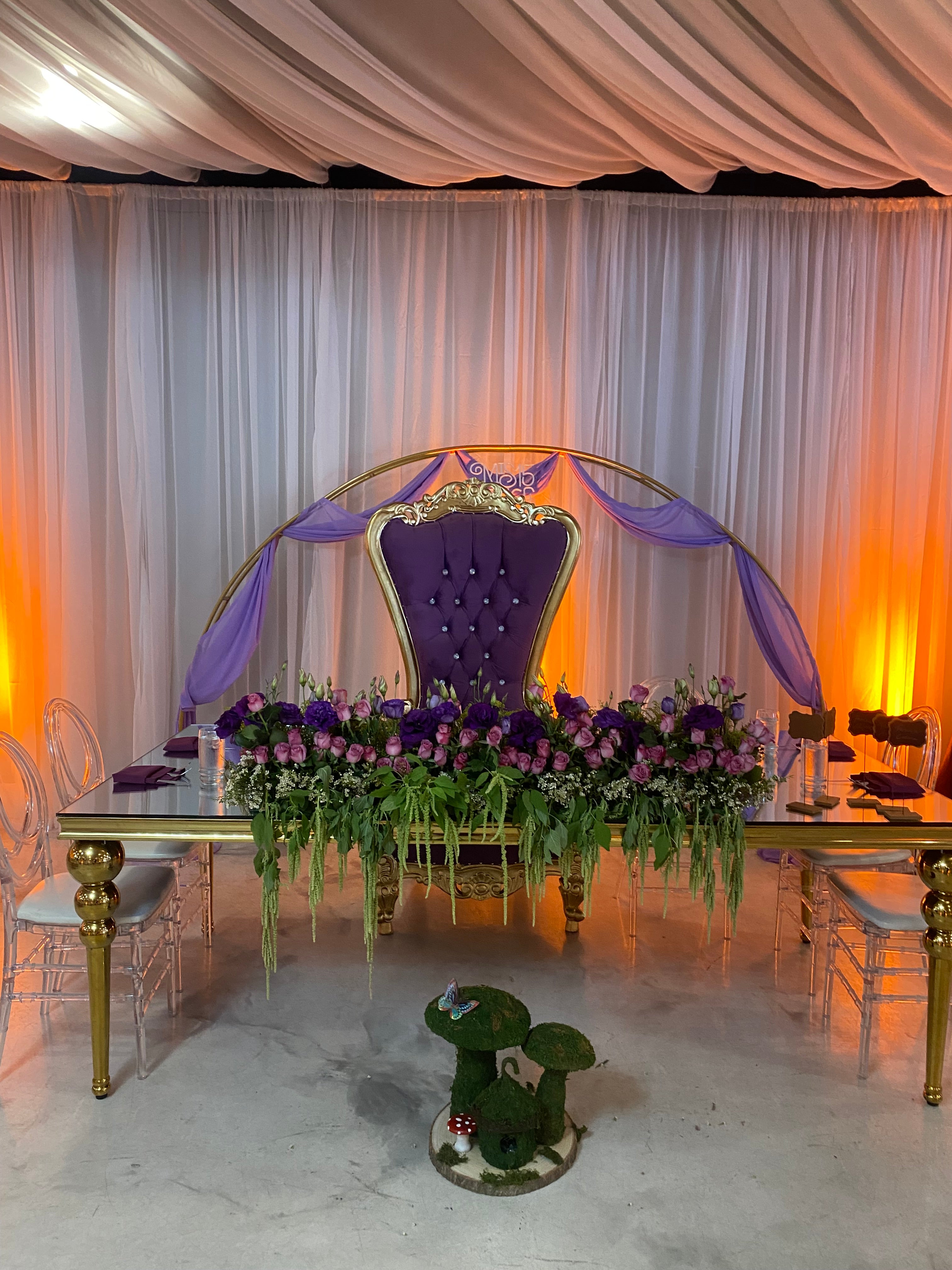 Adult Purple/Gold Royal Throne Chair