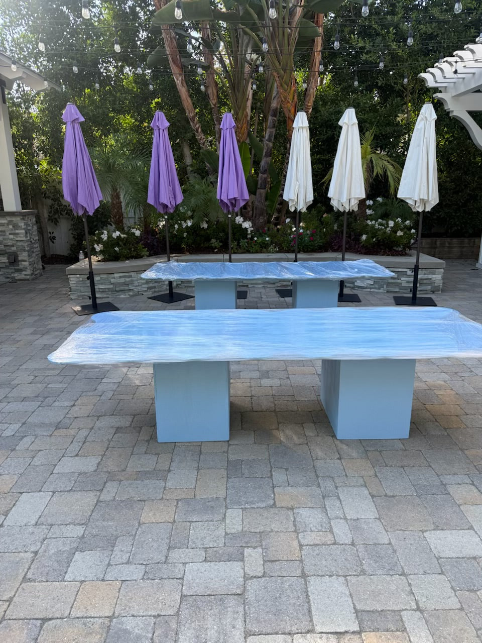 All White Umbrella With Base