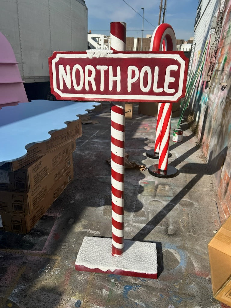 Red North Pole Sign