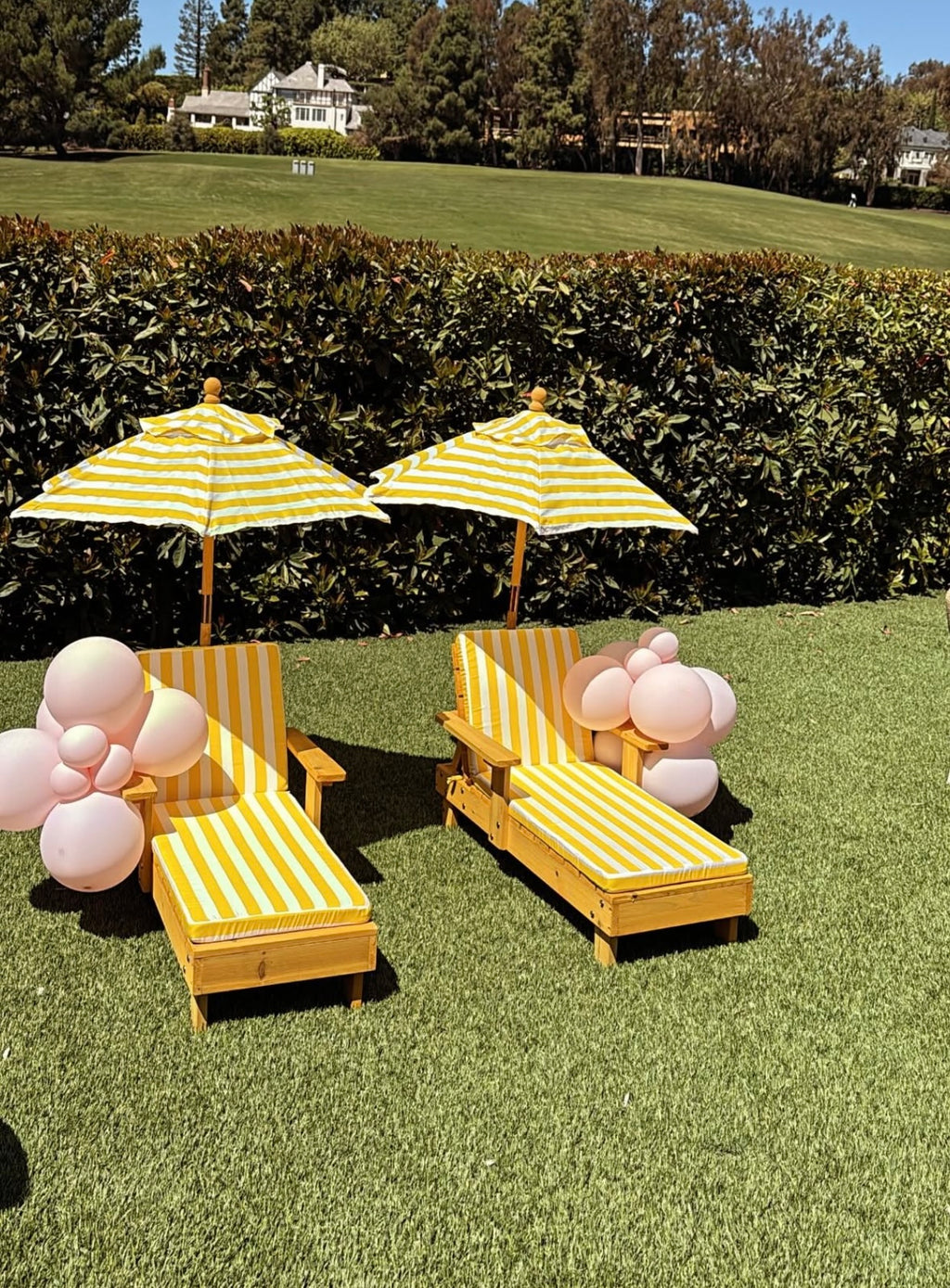 Kids Yellow & White Striped Chaise Lounge