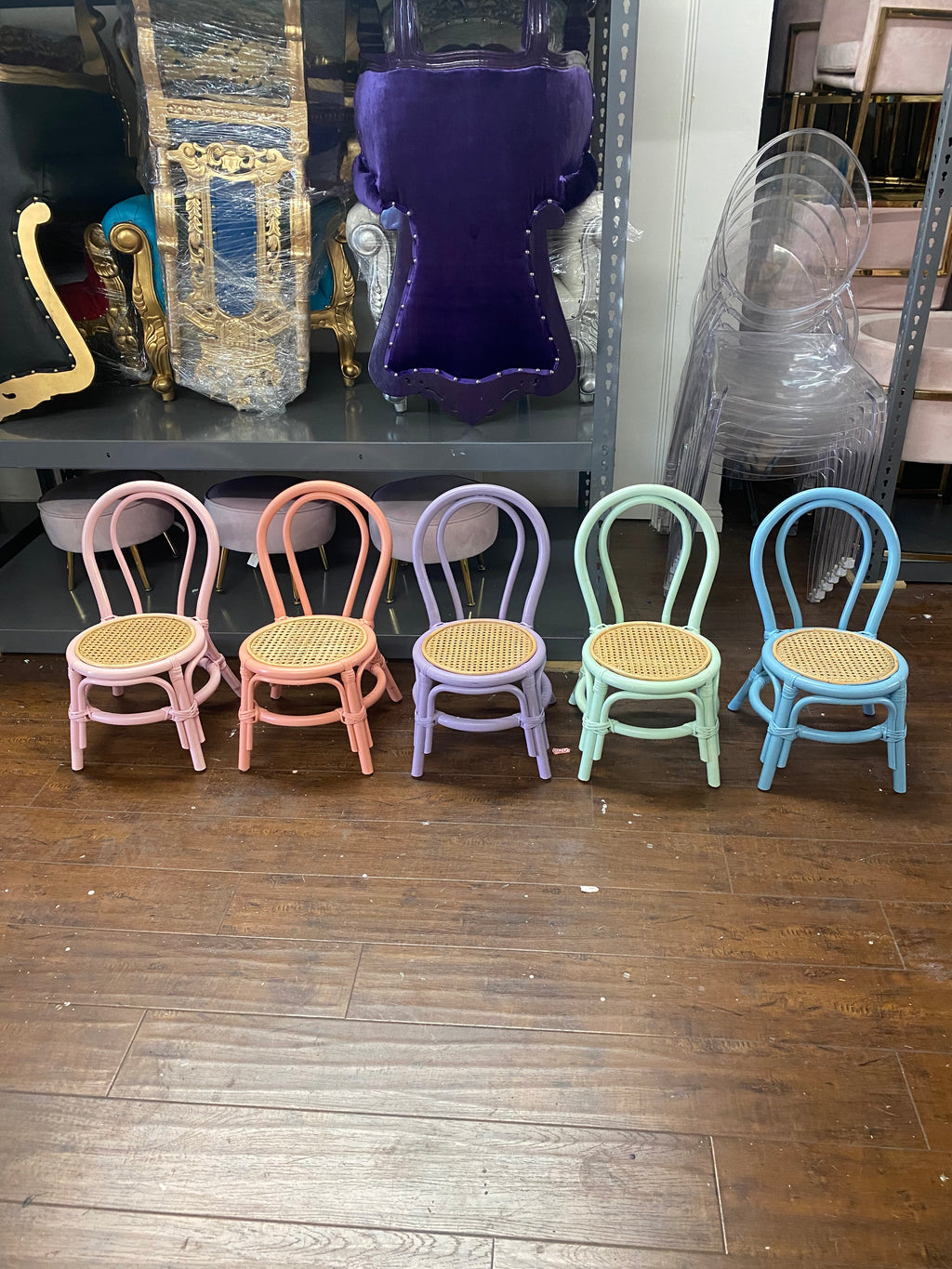 Kids Lavender Rattan Chair