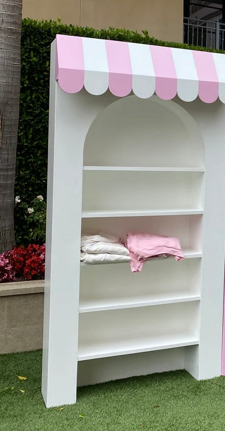 3D Light Pink & White Awning White Arch With Shelves