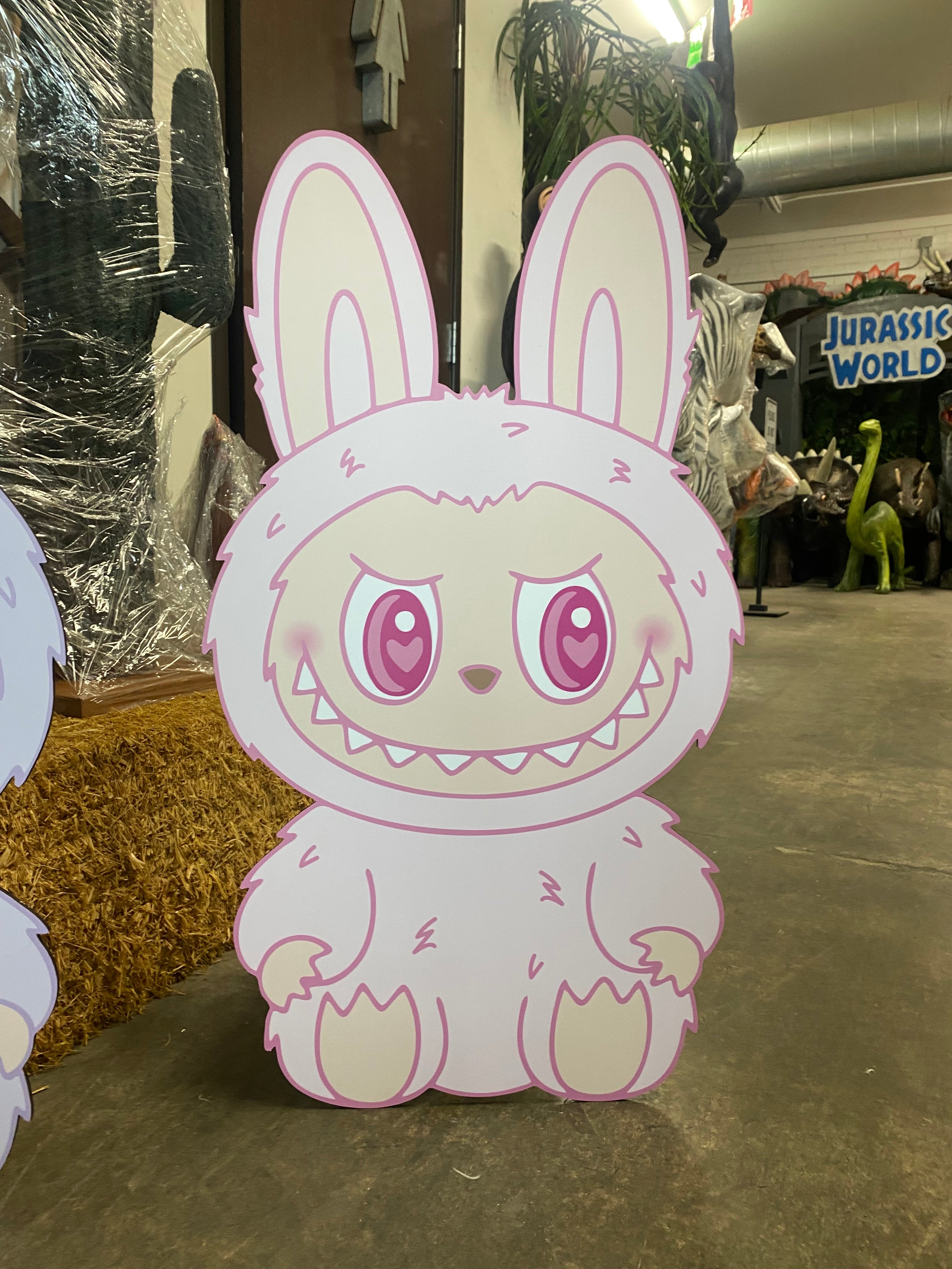 Light Pink Labubu Wood Cut Out Standee