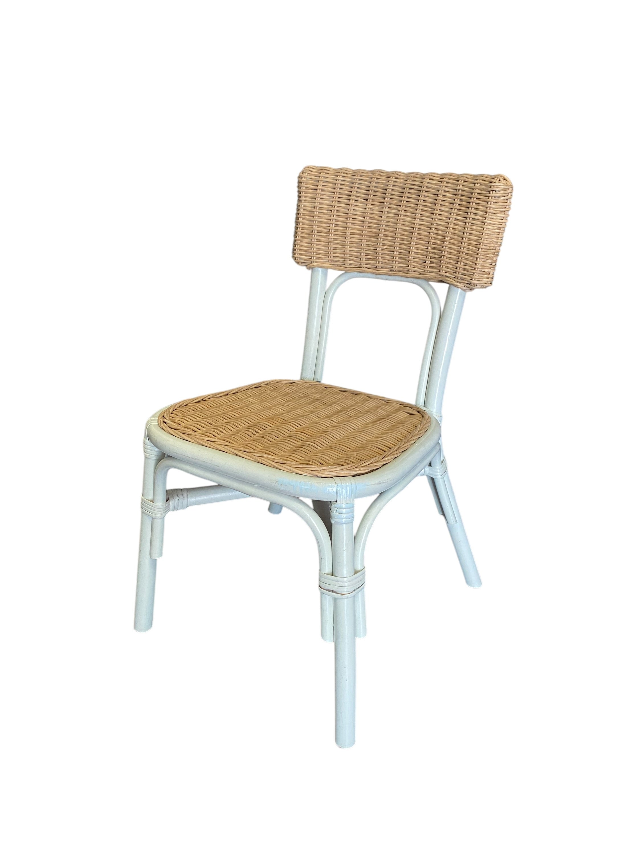 Kids Light Blue Bamboo Rattan Chair
